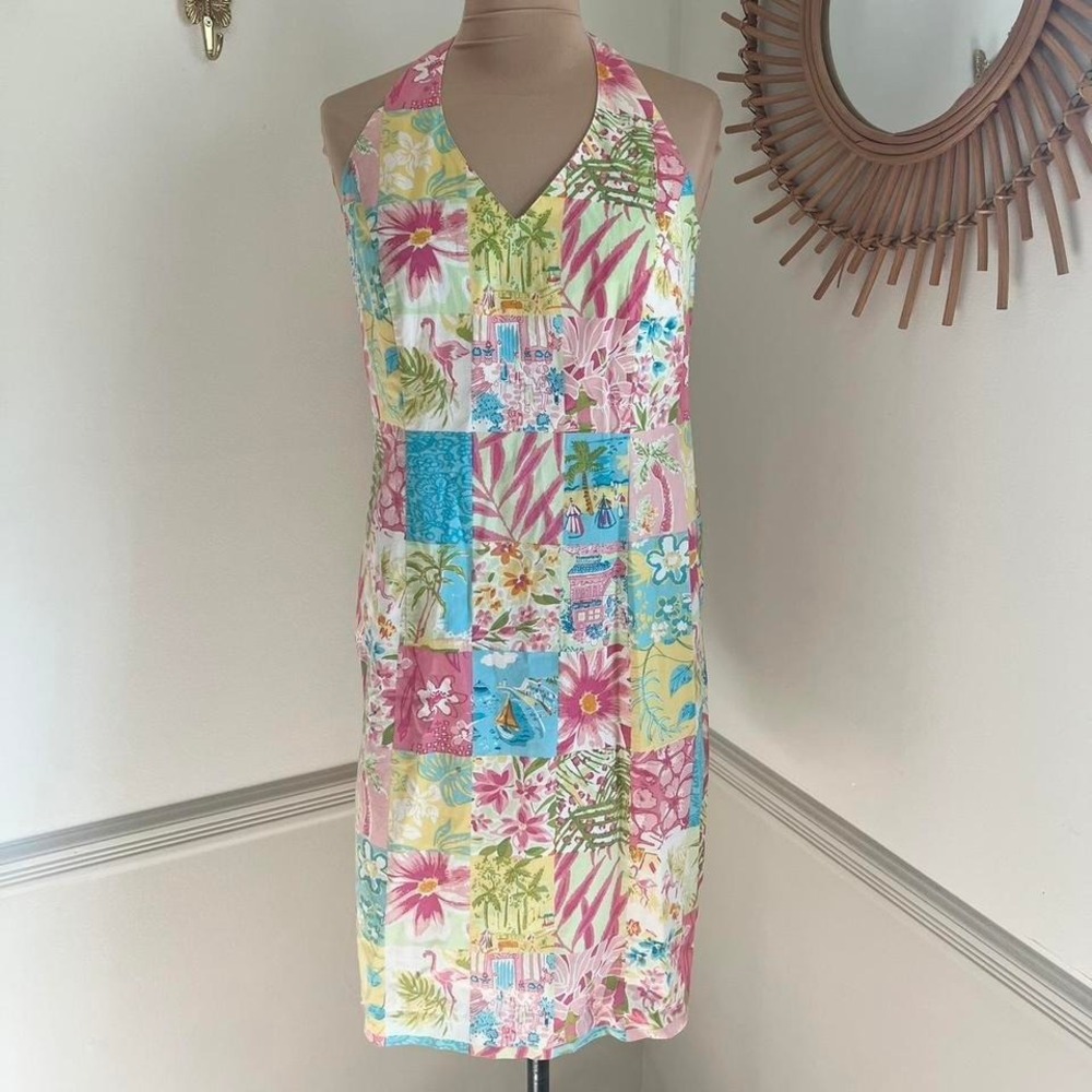 Vintage 90s Yves Cosette Depeche Mode Patchwork Tropical‎ Dress